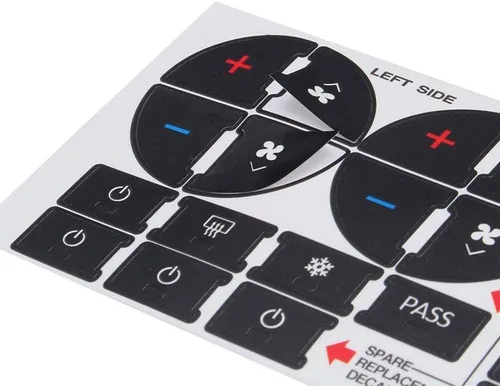 Vista 6 de AC Dash Accents - Kit de reparación de calcomanías de botón para fijar botones de control de aire acondicionado desteñidos arruinados – Repuesto