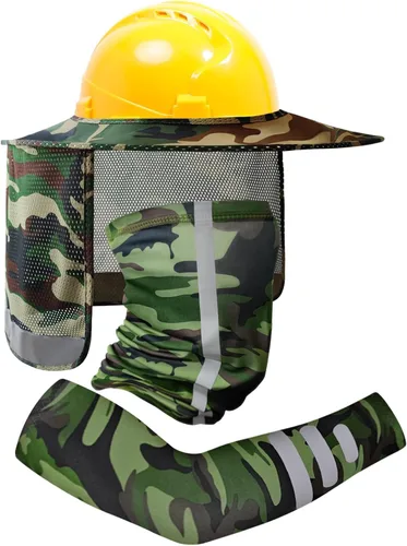 Vista 17 de TCCFCCT Protector Solar de Ala Completa con Malla para el Cuello, Visera Solar de Alta Visibilidad con Protección para el Cuello y Bandana Diadema