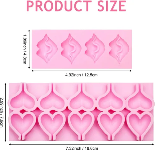 Vista 2 de Molde sexy de silicona para labios, molde para hornear de chocolate con forma de corazón para decoración de tartas de San Valentín, decoración