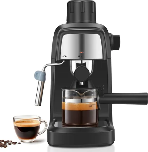 Reemix Máquina de café expreso de 3.5 bares, 800 W de tamaño compacto con varita de vapor, 4 tazas de capuchino y café con leche para el hogar y la