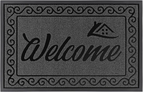 Vista 9 de Yimobra Tapete de bienvenida para puerta delantera, resistente, fácil de limpiar, para interiores y exteriores, impermeable, de secado rápido