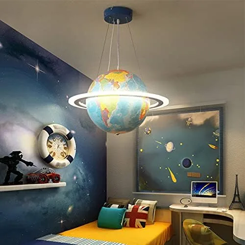 LITFAD Earth Planet Kids - Lámpara colgante de techo LED, 15 pulgadas Small - 15 in / 38 cm