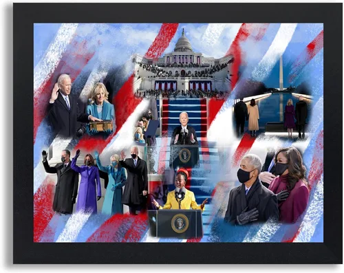 Póster enmarcado para decoración de pared de la inauguración del presidente Joe Biden | Póster de orgullo político de Estados Unidos y regalos de