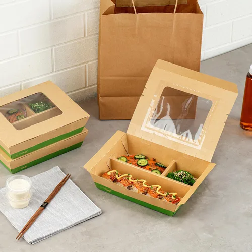 Vista 9 de Restaurantware Caja Bento de papel de 100 unidades, 51 onzas, contenedor de papel de estraza para alimentos, caja desechable a prueba de grasa