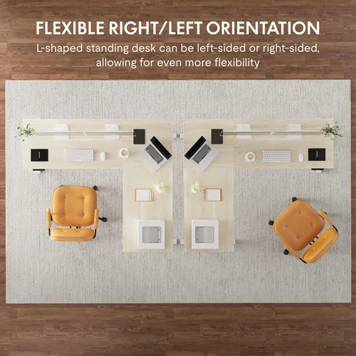 Vista 54 de FLEXISPOT Escritorio de esquina profesional con motor dual en forma de L, escritorio eléctrico de pie, escritorio de pie con altura ajustable, mesa