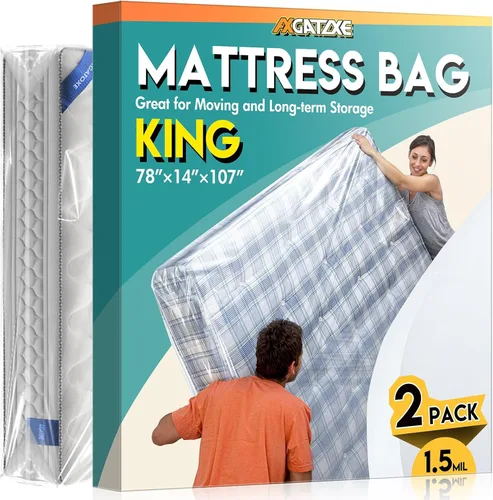 Vista 9 de 2 bolsas de colchón de plástico para almacenamiento en movimiento, funda de colchón impermeable, protector de colchón para suministros de mudanza