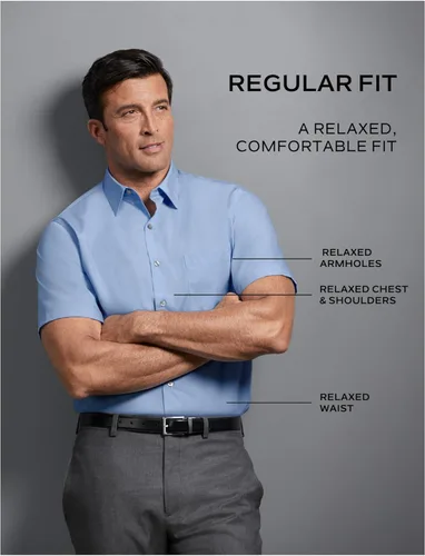 Vista 5 de Van Heusen Camisa de vestir para hombre de manga corta, corte regular, popelín lisa