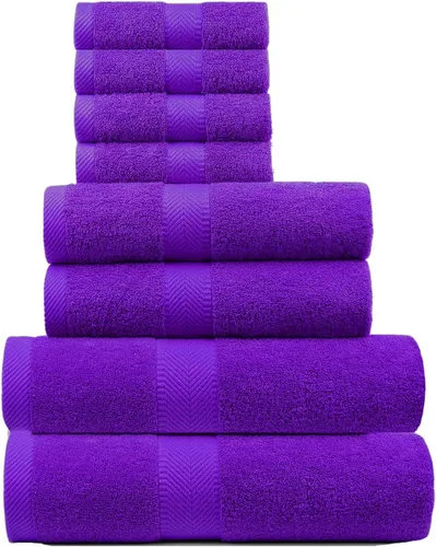 Vista 14 de BY LORA Juego de 8 toallas de baño de felpa para baño, ducha, color negro