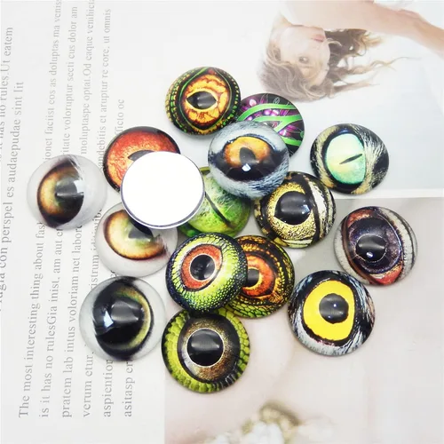 Vista 3 de 100 piezas de búho, serpiente, lagarto, ojos de animales, cabujón de cristal para hacer muñecas de arcilla, esculturas, accesorios