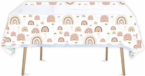 LYST 2 manteles bohemios de arcoíris – Fundas de mesa de plástico para decoración de fiesta bohemia y baby shower (71 x 42 pulgadas)