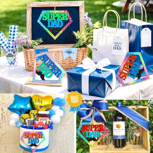 Vista 47 de Adornos de Letras de Madera PAPÁ para Pintar de 7 Pulgadas, Tamaño Grande, Recorte de Papi de Madera para el Día del Padre, DIY en Blanco, Madera