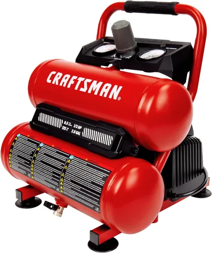 Craftsman Compresor de aire de 2 galones, tanque doble sin aceite de 1/3 HP, 125 PSI máximo - Portátil y silencioso para bricolaje en casa, inflado