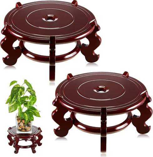 Geetery 2 Piezas Soportes de Plantas de Madera de 4 a 12 Pulgadas para Interiores Estilo Chino Oriental para Jarrón Pecera Maceta Lámpara Base de