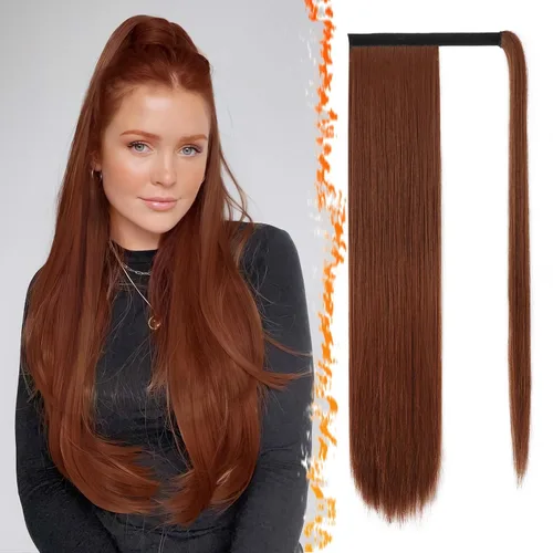 Vista 56 de BARSDAR Extensión de Cola de Caballo Corta y Recta - Extensiones de Cabello de Cola de Caballo con Cordón de 14 Pulgadas en Negro para Mujeres