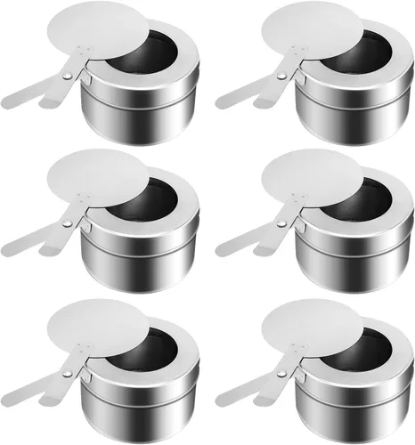 Vista 8 de Soporte de combustible de acero inoxidable, soporte de combustible para mecha de roce con tapa, bandejas de calentamiento para buffet, catering