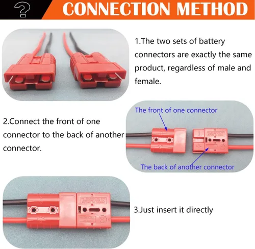 Vista 5 de CESFONJER Conector de batería, enchufe de conector rápido de batería de 50 A 600 V, enchufe de desconexión y conexión rápida, con cable de silicona