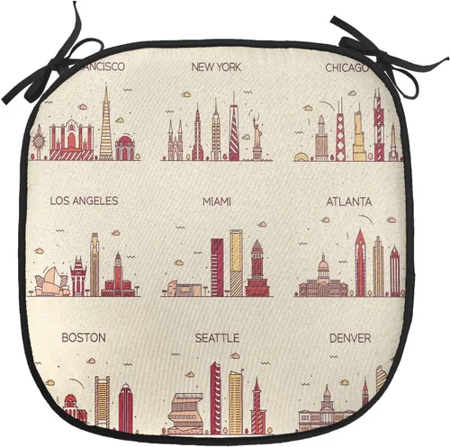 Vista 167 de Lunarable American Chair Cushion Pad, Massachusetts Flagg Holds a Bow and Pointing Downward Arrow, Seat Padding for Kitchen & Patio with Anti-Slip