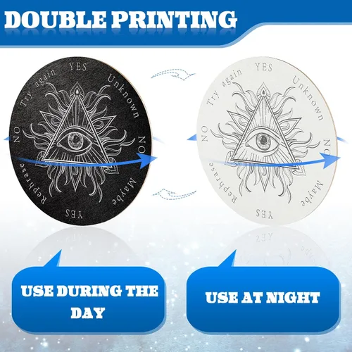 Vista 3 de Juego de 8 tablas de péndulo de 6 pulgadas para adivinación, tablero de madera de doble cara, juego de bruja de mensaje metafísico de adivinación