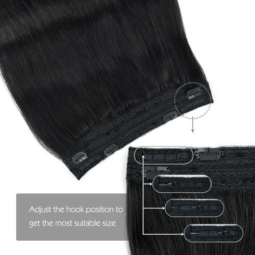 Vista 6 de Sassina Extensiones de Cabello con Alambre Invisible Cabello Humano Real con Alambre Transparente Tamaño Ajustable Clips Seguros Naturales Liso