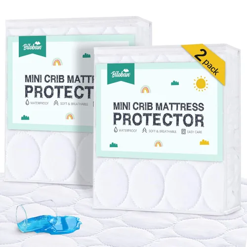 Vista 8 de Sábanas Protectoras de Colchón para Cuna Impermeables Paquete de 2, Funda Acolchada de Protector de Colchón para Cuna Ajustable para Colchón de Cama