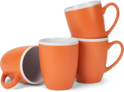 Vista 10 de Elanze Designs Juego de 4 tazas de cerámica mate de 16 onzas con interior blanco y negro