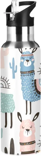 Vista 8 de Qilmy Botella de agua deportiva con tapa de pajilla, aislada al vacío, de acero inoxidable, termo de ballet, botella de agua para niña, 20 onzas