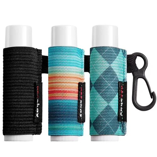 Vista 22 de HEYSKAY 3 piezas de fundas para bálsamo labial con llavero, soporte para chapstick, soporte para brillo de labios con llavero, fundas elásticas