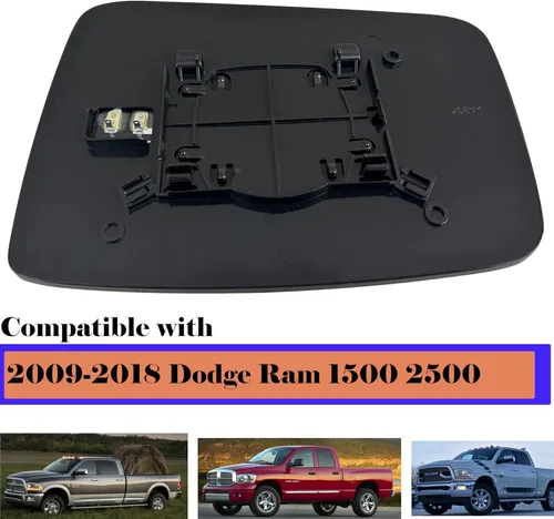 Vista 3 de Espejo de cristal derecho del pasajero con calefacción para Ram Compatible con Dodge Ram 1500 2500 2009-2018 Espejo convexo derecho con calefacción