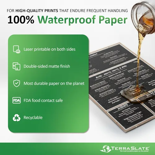 Vista 2 de TerraSlate Papel para impresora resistente a la intemperie y al desgarro, 10 milésimas de pulgada de diámetro, A4 8.268 x 11.693 in, papel blanco