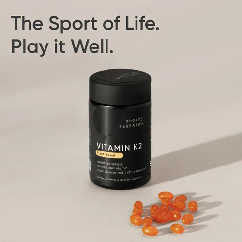 Vista 7 de Sports Research Vitamina K2 como MK-7 100 mcg con aceite MCT de coco - 120 cápsulas blandas vegetarianas (suministro para 4 meses) Certificado