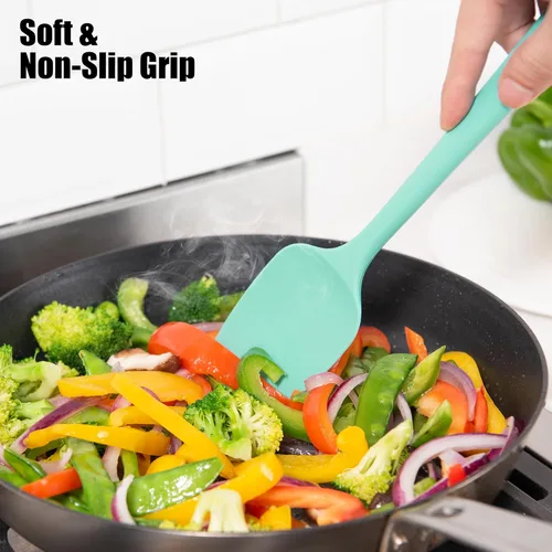 Vista 6 de Raspadores de espátula de silicona de 3 piezas: Doosu 600°F resistentes al calor de grado alimenticio para cocina, sin BPA, herramienta de cocina