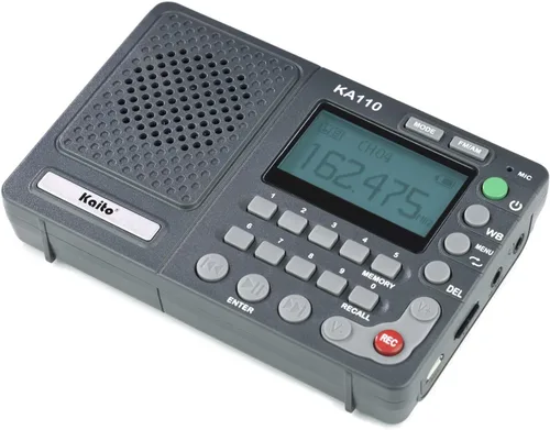 Vista 3 de Kaito KA110 Radio meteorológica compacta digital AM/FM NOAA y reproductor de MP3 con lector de tarjetas Micro-SD