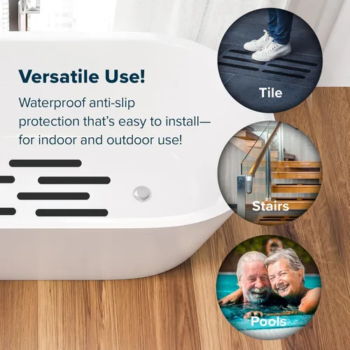 Vista 3 de SlipX Solutions Peldaños de seguridad antideslizantes adhesivos, calcomanías de ducha antideslizantes, agarre confiable para bañeras, duchas