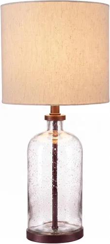 Signature Design by Ashley Bandile Modern Farmhouse - Lámpara de mesa de cristal semillado de 22.5 pulgadas, color bronce