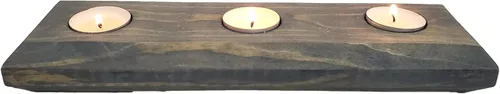Vista 10 de Portavelas de 3 candelabros de madera con velas de té, 12 pulgadas, decoración del hogar para exhibición de mesa (madera natural, cónico moderno)