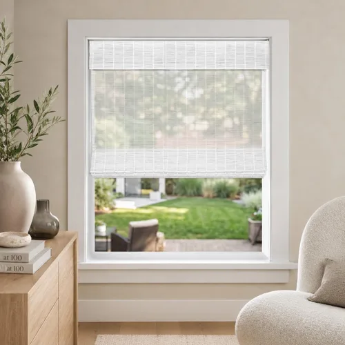 Vista 19 de CHICOLOGY Persianas romanas de bambú, persianas filtrantes de luz favoritas de los clientes para ventanas, calidad premium, ideales para el hogar