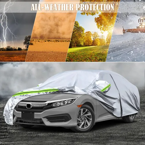 Vista 7 de Fundas impermeables de repuesto para Honda Civic Sedán 2011-2025, 6 capas para todo tipo de clima, ajuste personalizado, con puerta con cremallera