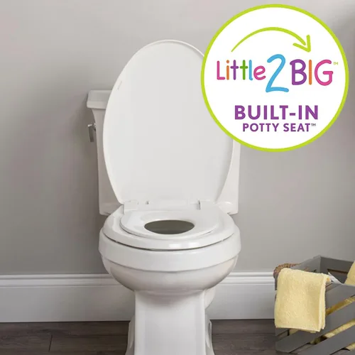 Vista 3 de Little2Big - Asiento de inodoro con asiento de entrenamiento para ir al baño integrado, cierre lento, plástico duradero, fabricado en Estados