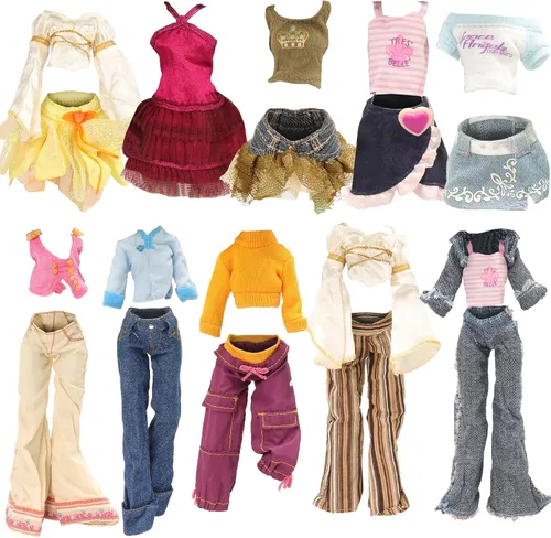 Vista 3 de BARWA 10 juegos de ropa de muñeca para niña monstruo de 11 pulgadas, trajes de moda casuales tops pantalones