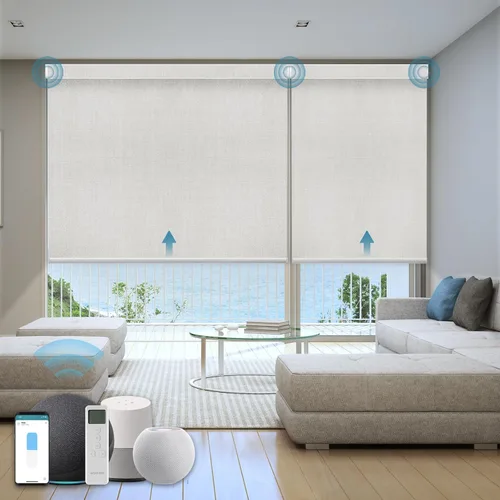 Vista 9 de Persiana Motorizada, Compatible con Homekit Thread-Enabled, Persianas Inteligentes 100% Opacas con Control Remoto, Persiana Enrollable Eléctrica