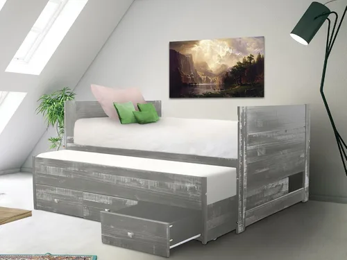Vista 11 de Bedz King Cama individual capitanes con cama nido individual y 3 cajones empotrados, color blanco rústico