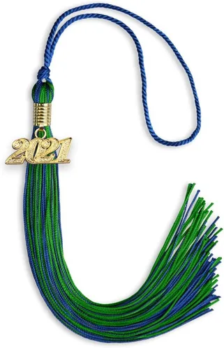Vista 263 de Endea Graduation - Borla de doble color mixto con fecha dorada (negro/dorado antiguo, 2021)