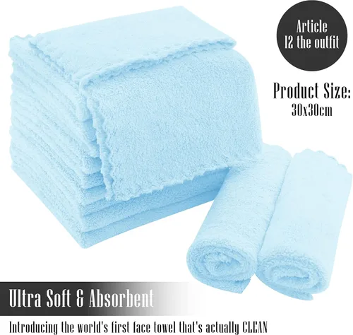 Vista 2 de TENSTARS Juego de 12 paños de alta calidad, secado rápido, terciopelo coral de microfibra suave, altamente absorbente, uso multiusos como baño, spa