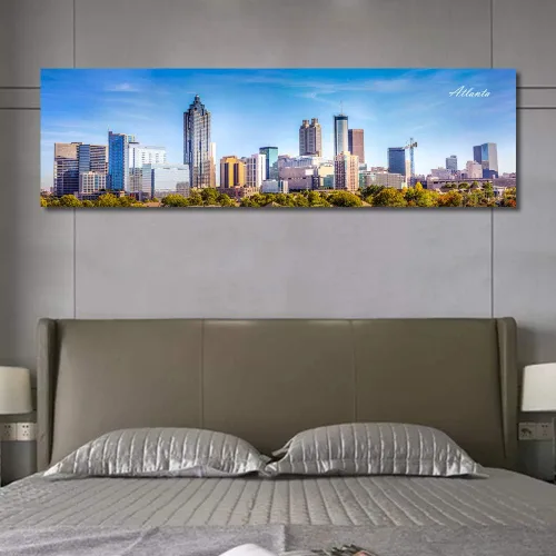Vista 3 de Atlanta Skyline - Arte de pared para sala de estar, lienzo de paisaje urbano, decoración moderna para el hogar, imágenes panorámicas, edificio