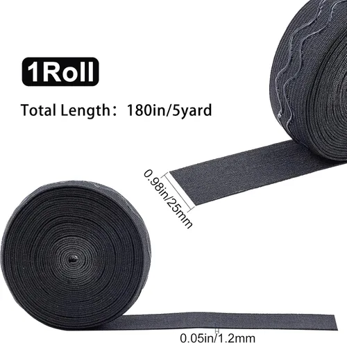 Vista 2 de GORGECRAFT Cinta elástica de silicona antideslizante de 5 yardas de 1 pulgada de ancho, banda de agarre elástica de goma, correas elásticas