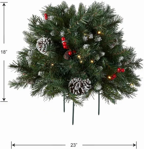 Vista 5 de National Tree Company - Relleno de urna artificial de Navidad pre-iluminado de 18 pulgadas con bayas esmeriladas, decoración de Navidad con conos