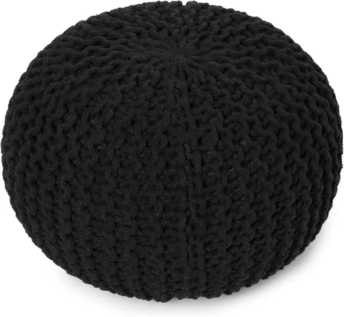 Vista 17 de REDEARTH Puf Otomano Redondo - Tejido a Mano con Cable Estilo Boho, Decoración del Hogar, Puf Circular, Reposapiés para Sala de Estar - Guardería
