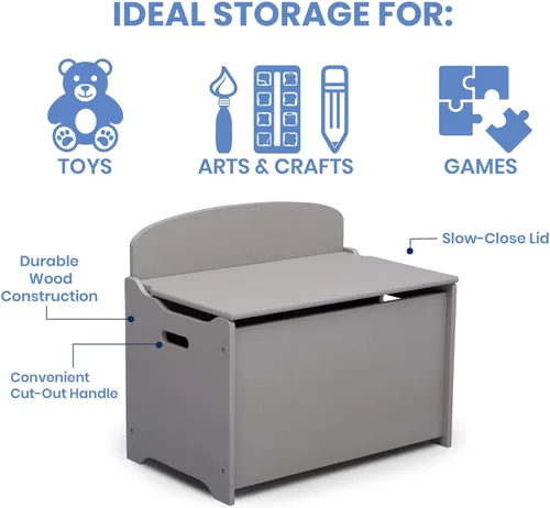 Vista 5 de Delta Children MySize - Escritorio con silla con compartimento de almacenamiento + caja de juguetes MySize Deluxe, color gris (paquete)
