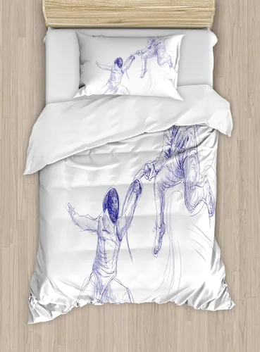 Vista 236 de Ambesonne Hawaii - Juego de funda de edredón de verano, palmeras y hojas exóticas de helecho, fondo colorido abstracto, juego de ropa de cama