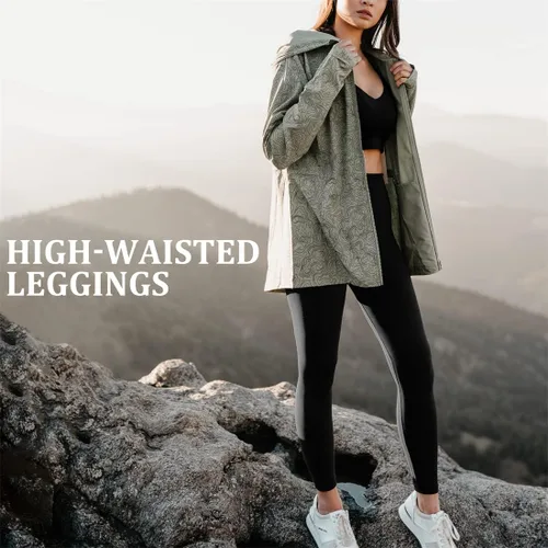 Vista 4 de Acture Paquete de 3 leggings de cintura alta para mujer, control de abdomen suave, pantalones de yoga para mujer